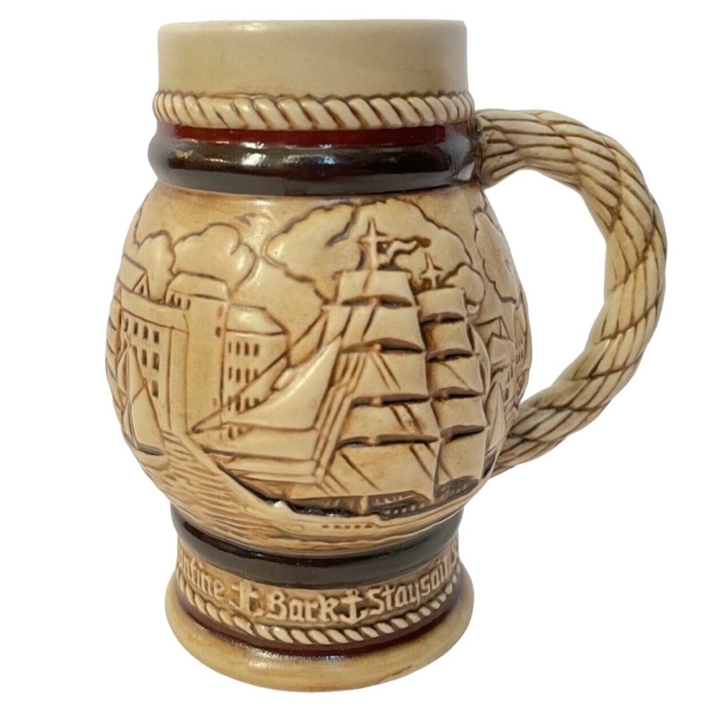 Ships Schooners Mini Beer Stein Avon Mug Ceramarte 1982 Brazil Handcrafted